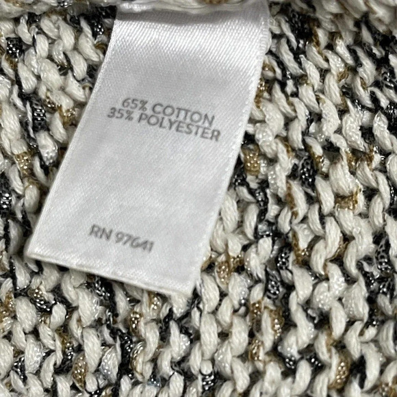 J. Jill Sweater Open Weave Chunky Knit 3/4 Sleeve Pullover Sz Large - Picture 8 of 9